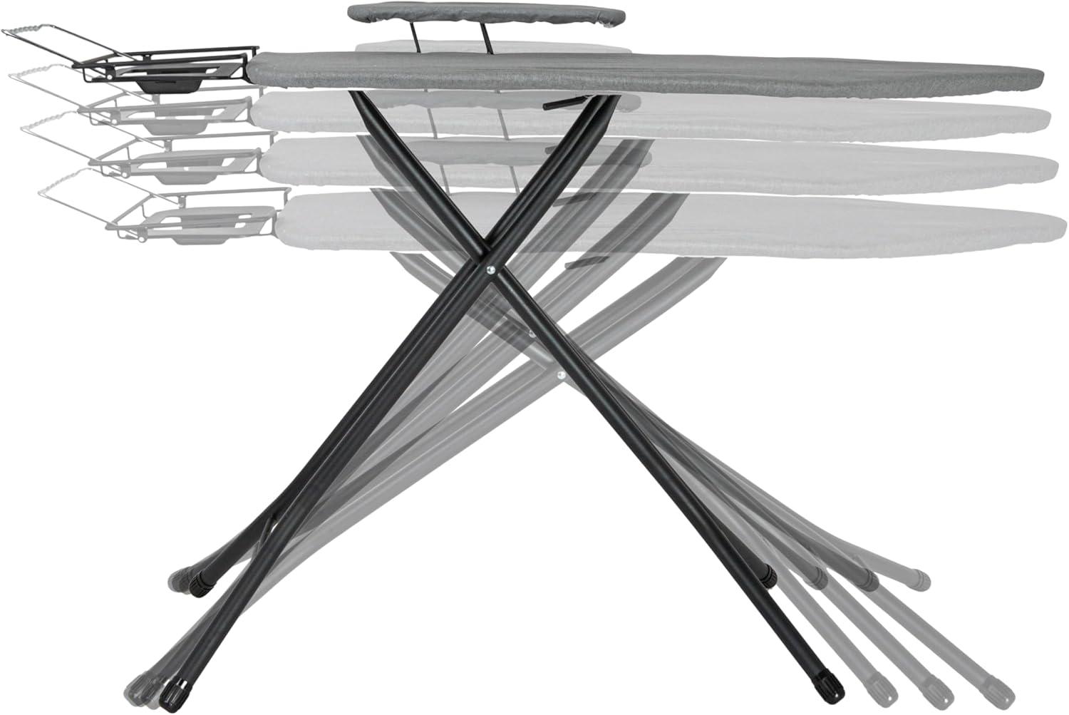 image:imageHousehold Essentials Mega Wide Top Ironing Board 4Legs Steel Top Ironing Board with Fixed Iron Rest FiberTech Cover and Fiber Pad Scorch and Stain Resistant Antique Bronze FrameGreyBlack