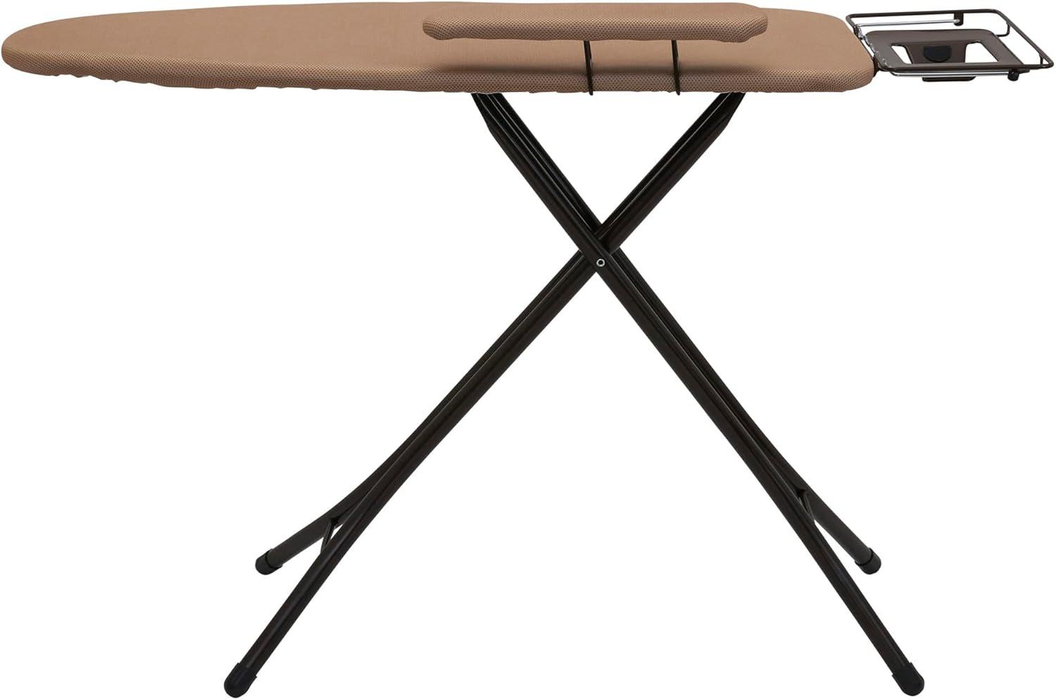 image:imageHousehold Essentials Mega Wide Top Ironing Board 4Legs Steel Top Ironing Board with Fixed Iron Rest FiberTech Cover and Fiber Pad Scorch and Stain Resistant Antique Bronze FrameBrownBronze