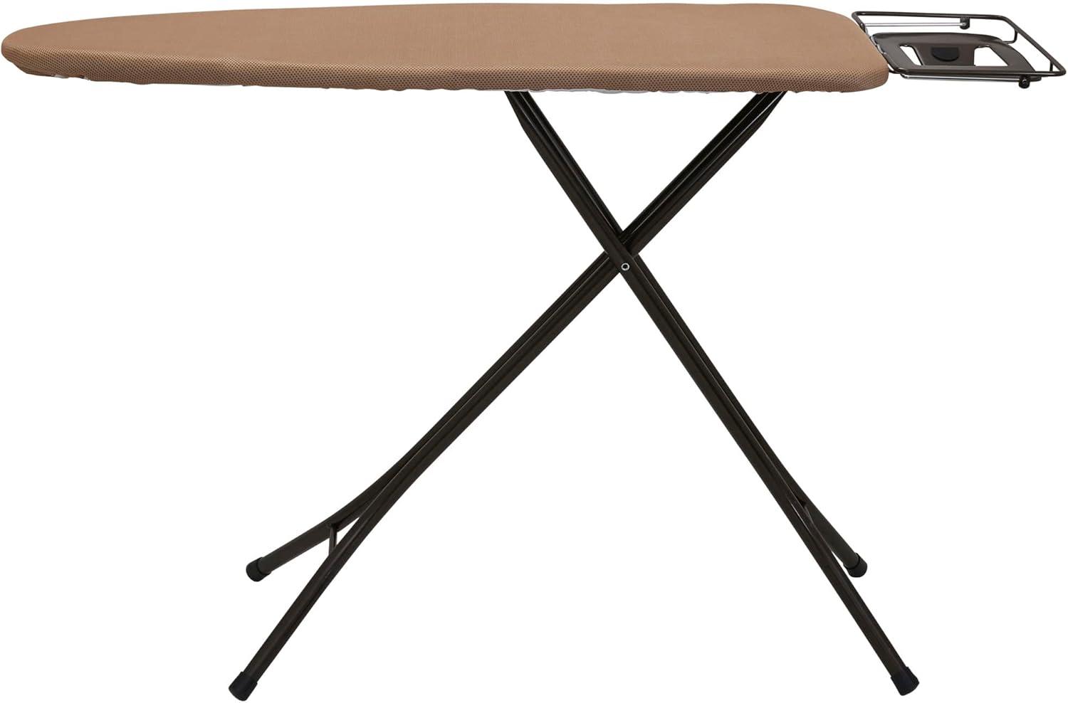 image:imageHousehold Essentials Mega Wide Top Ironing Board 4Legs Steel Top Ironing Board with Fixed Iron Rest FiberTech Cover and Fiber Pad Scorch and Stain Resistant Antique Bronze FrameBrownBronze