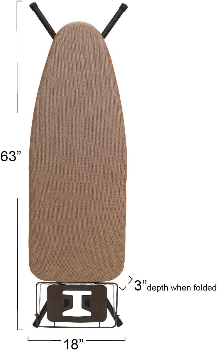 image:imageHousehold Essentials Mega Wide Top Ironing Board 4Legs Steel Top Ironing Board with Fixed Iron Rest FiberTech Cover and Fiber Pad Scorch and Stain Resistant Antique Bronze FrameBrownBronze