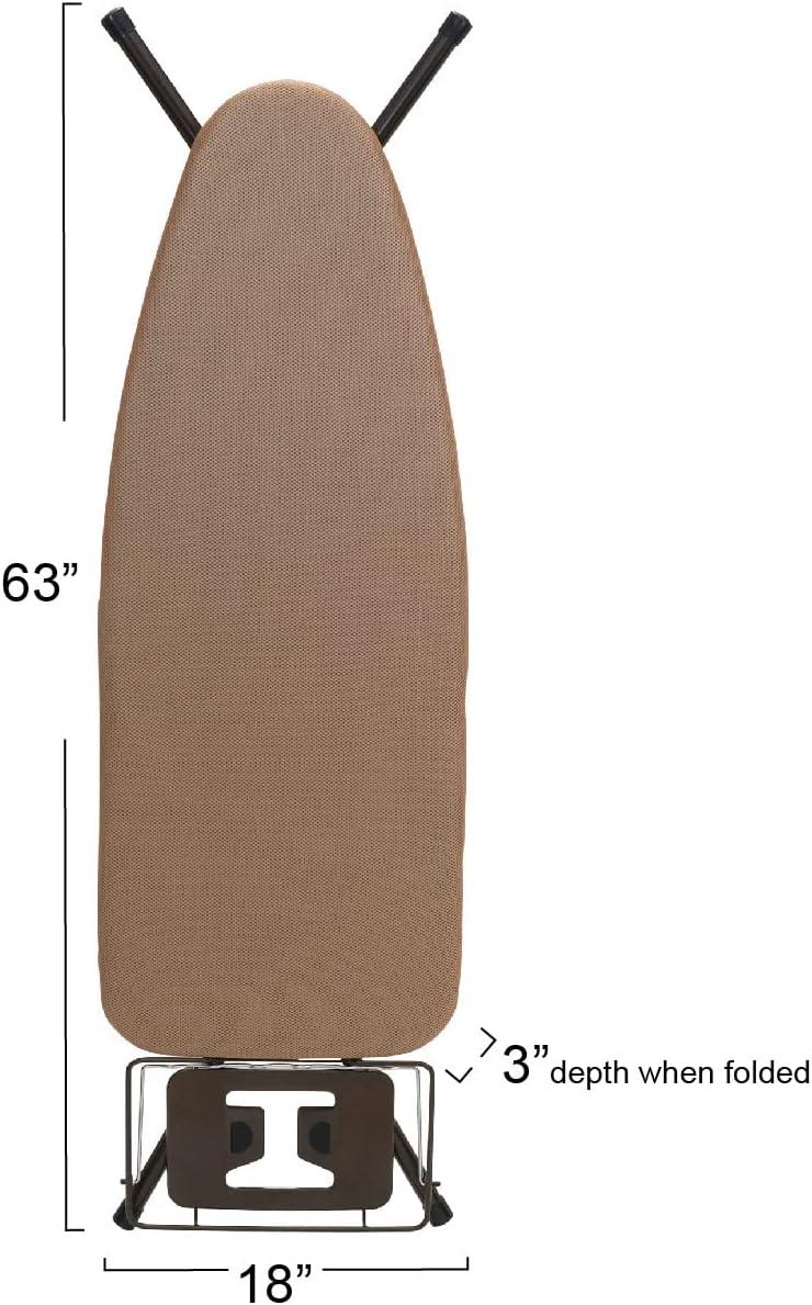 image:imageHousehold Essentials Mega Wide Top Ironing Board 4Legs Steel Top Ironing Board with Fixed Iron Rest FiberTech Cover and Fiber Pad Scorch and Stain Resistant Antique Bronze FrameBrownBronze