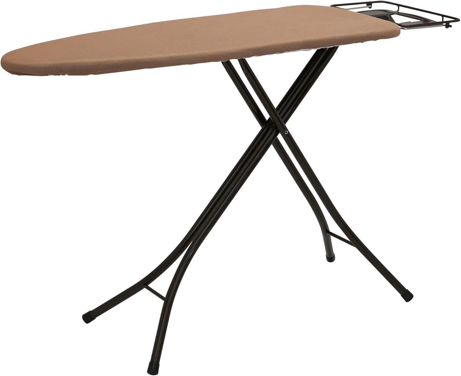 image:imageHousehold Essentials Mega Wide Top Ironing Board 4Legs Steel Top Ironing Board with Fixed Iron Rest FiberTech Cover and Fiber Pad Scorch and Stain Resistant Antique Bronze FrameBrownBronze