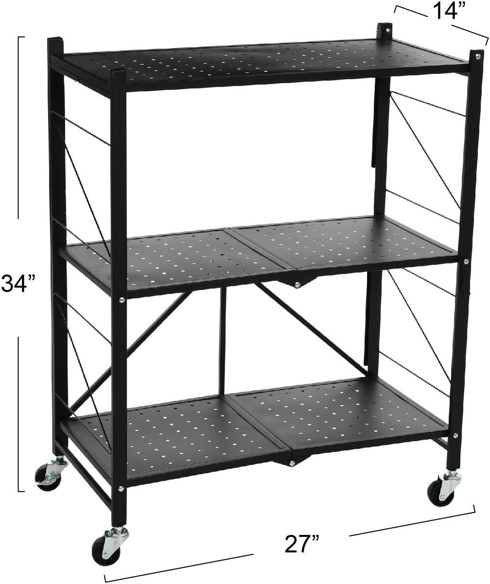image:imageHousehold Essentials Metal 3Tier Foldable Utility Rack Black