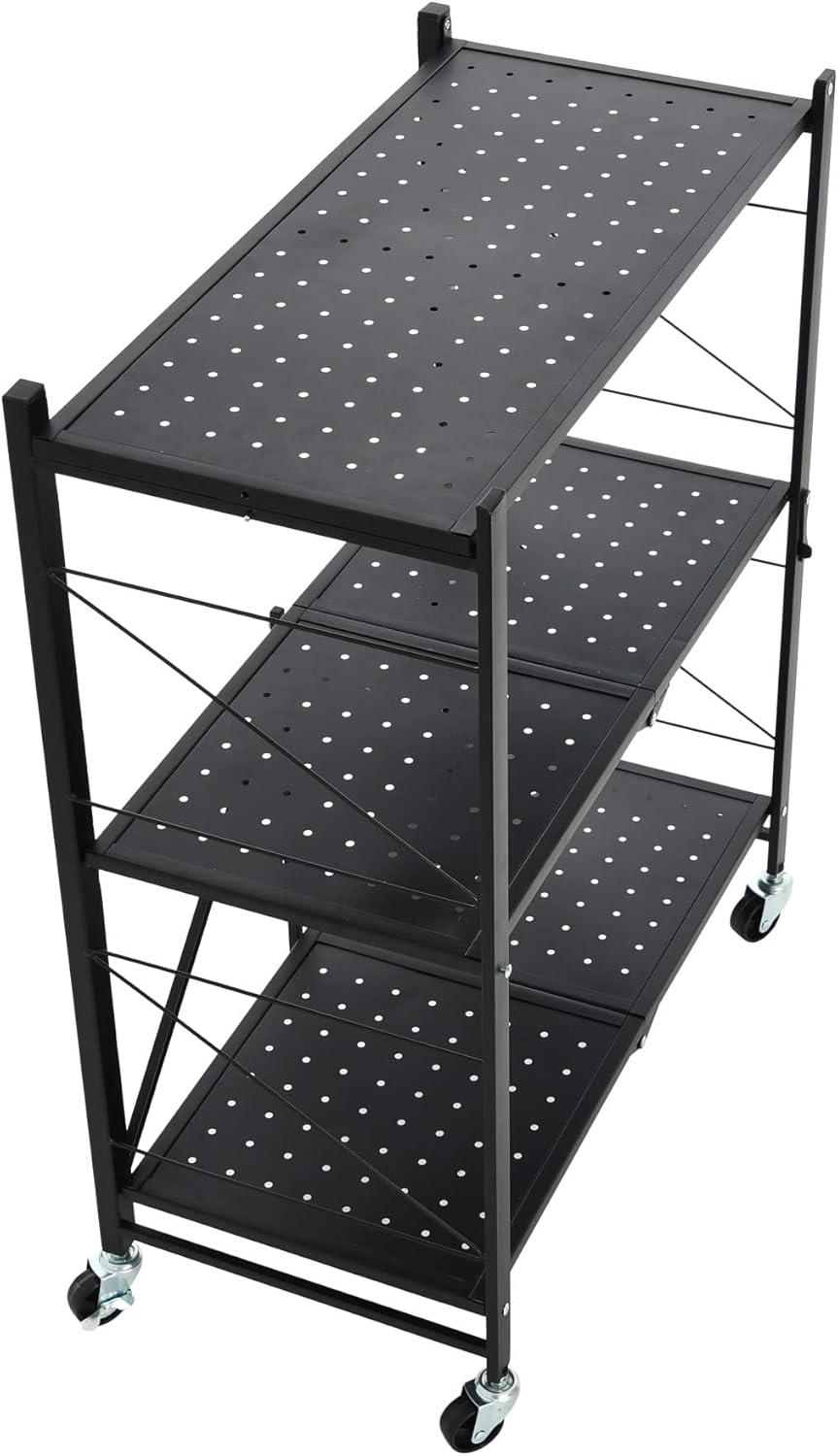 image:imageHousehold Essentials Metal 3Tier Foldable Utility Rack Black