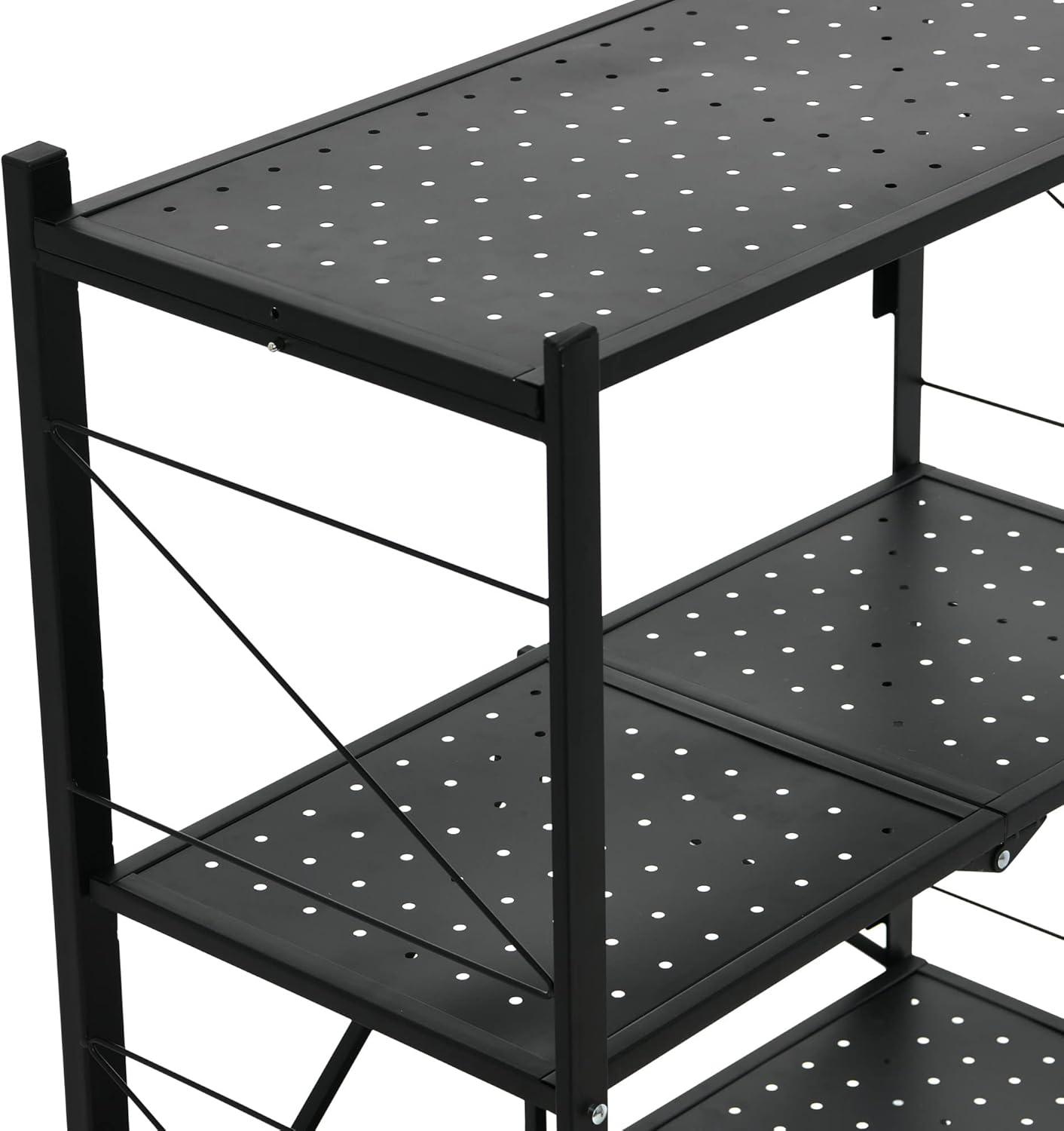image:imageHousehold Essentials Metal 3Tier Foldable Utility Rack Black
