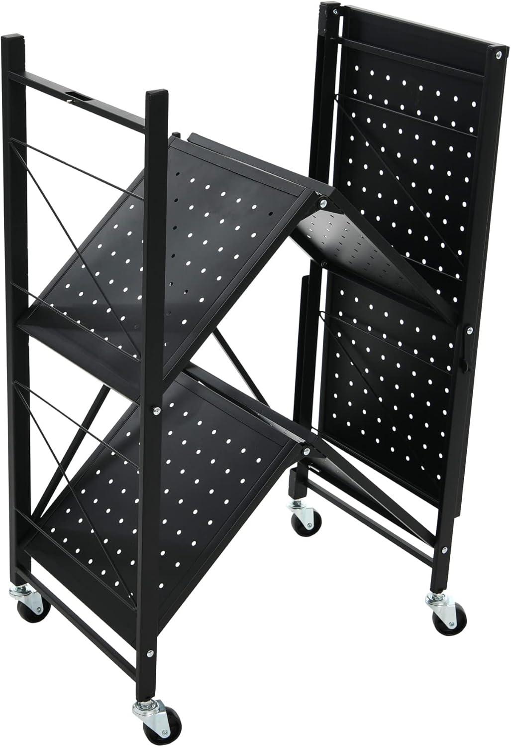image:imageHousehold Essentials Metal 3Tier Foldable Utility Rack Black