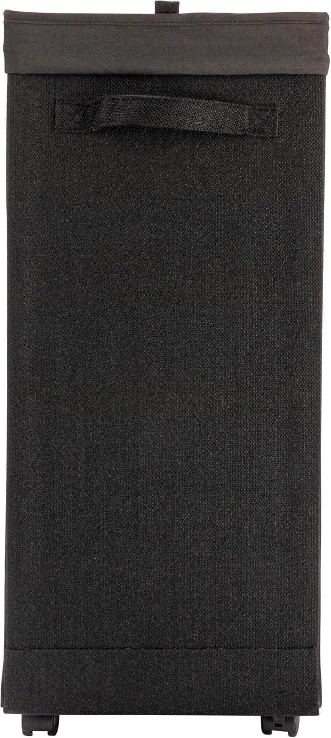 image:imageHousehold Essentials Narrow Collapsible Laundry Hamper with Liner and Lid SilverBlack