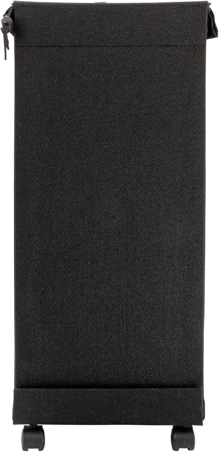 image:imageHousehold Essentials Narrow Collapsible Laundry Hamper with Liner and Lid SilverBlack