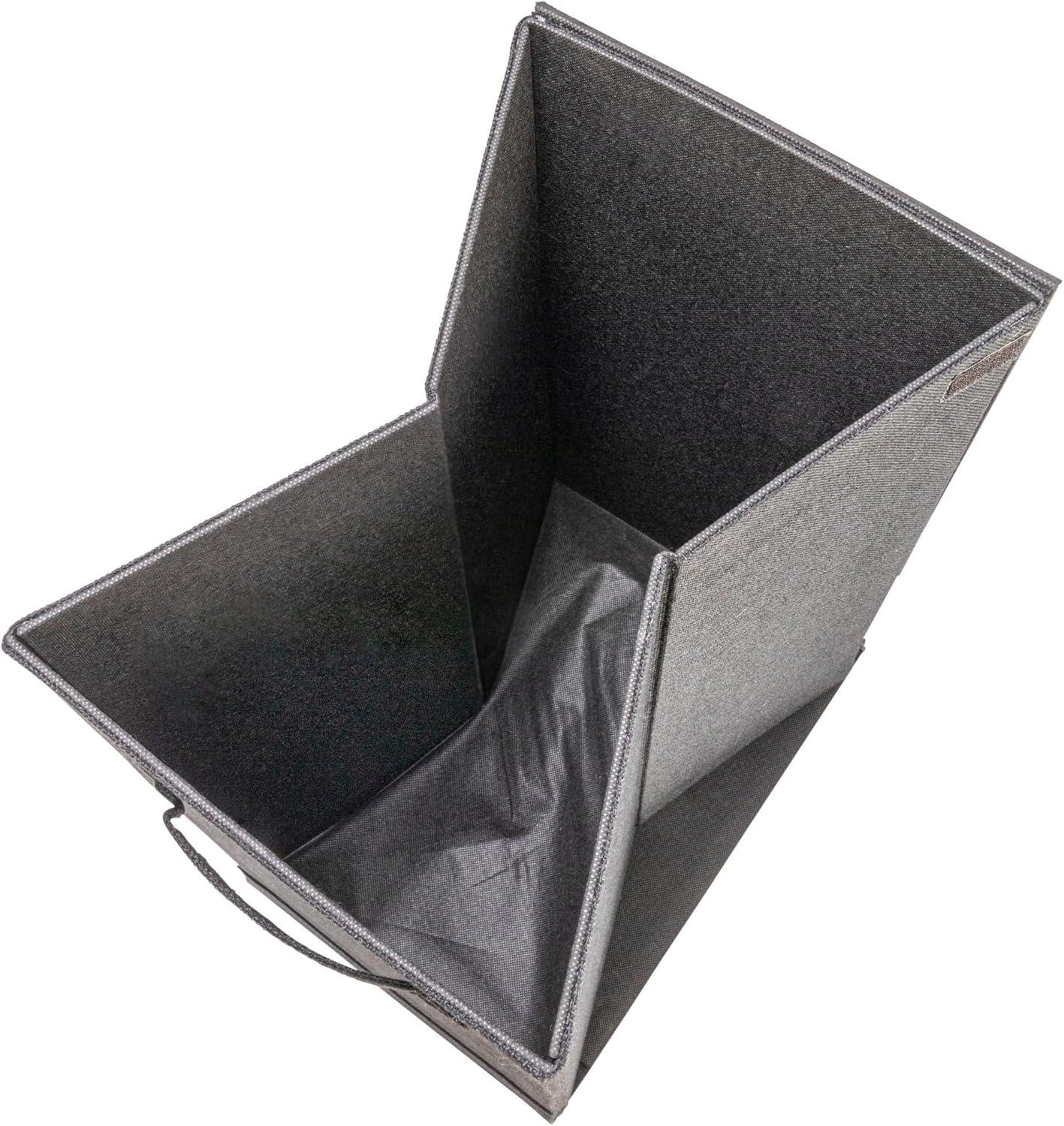 image:imageHousehold Essentials Narrow Collapsible Laundry Hamper with Liner and Lid SilverBlack