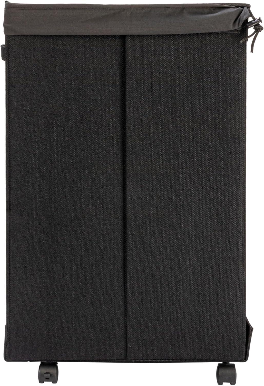 image:imageHousehold Essentials Narrow Collapsible Laundry Hamper with Liner and Lid SilverBlack