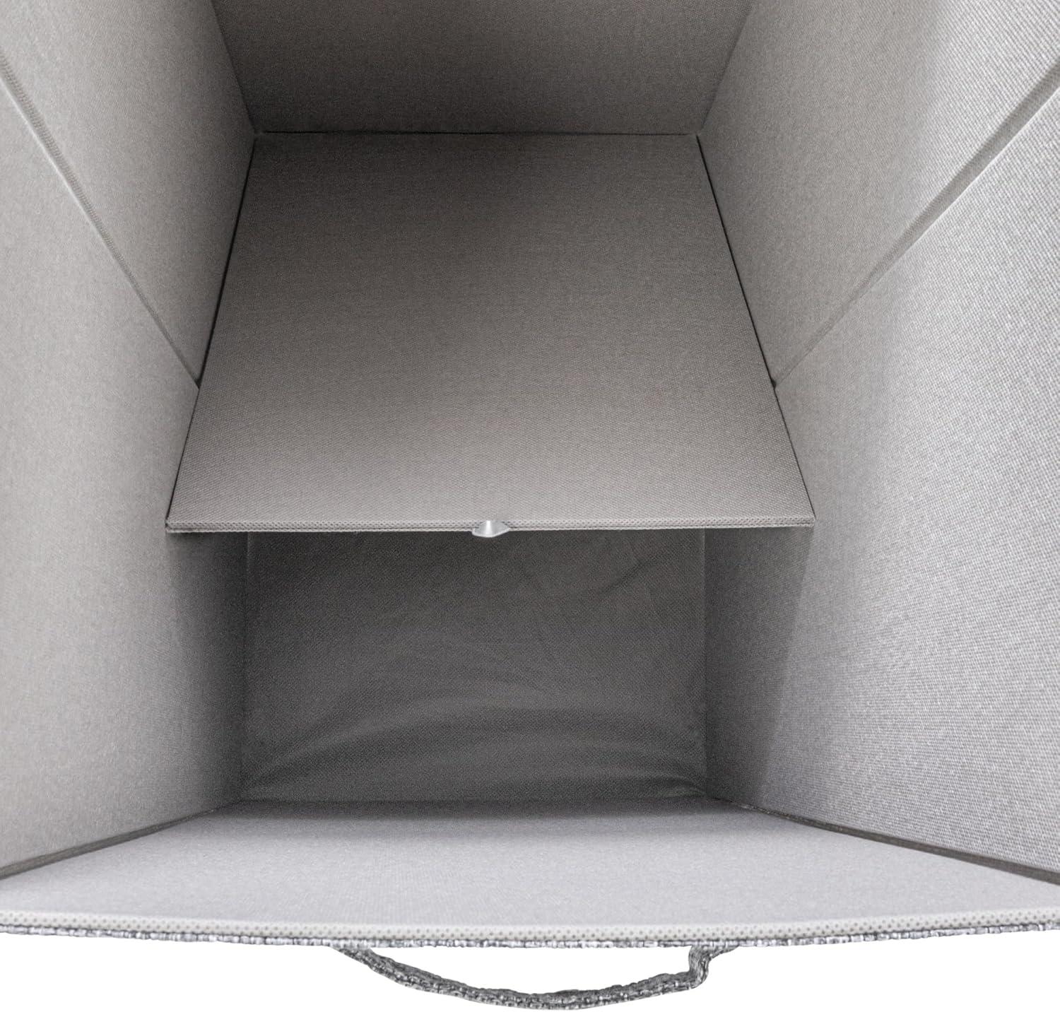 image:imageHousehold Essentials Narrow Collapsible Laundry Hamper with Liner and Lid SilverGraphite