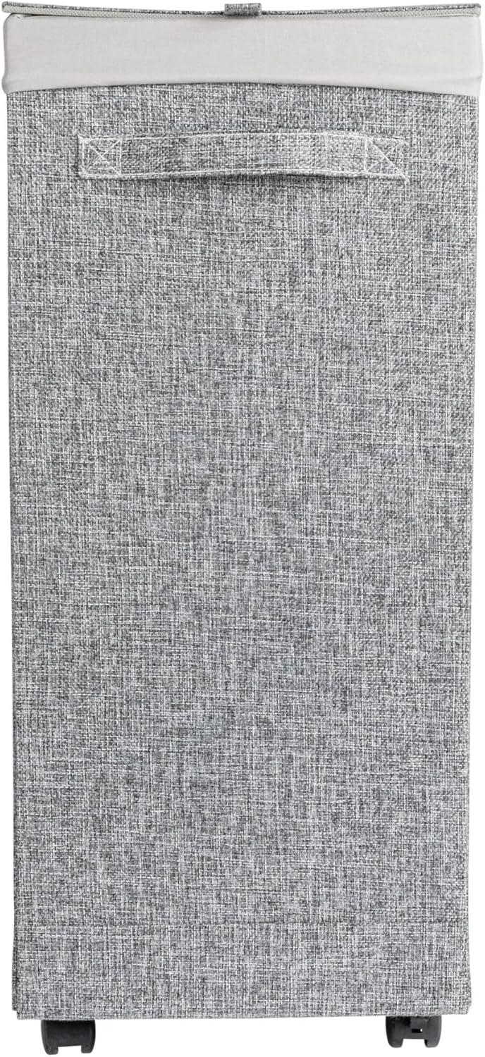 image:imageHousehold Essentials Narrow Collapsible Laundry Hamper with Liner and Lid SilverGraphite