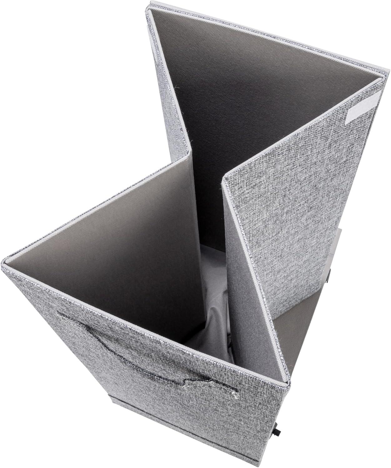 image:imageHousehold Essentials Narrow Collapsible Laundry Hamper with Liner and Lid SilverGraphite