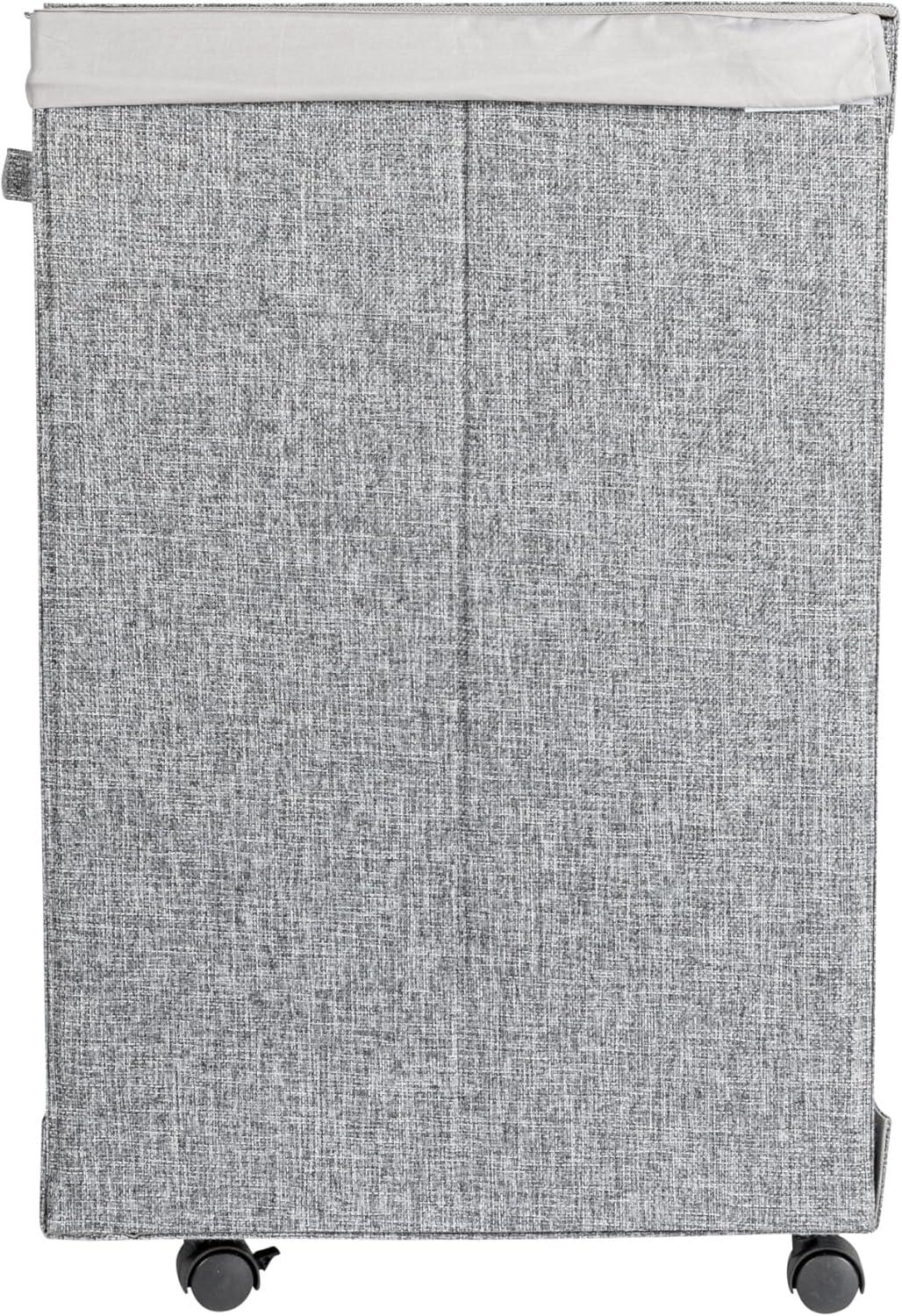 image:imageHousehold Essentials Narrow Collapsible Laundry Hamper with Liner and Lid SilverGraphite