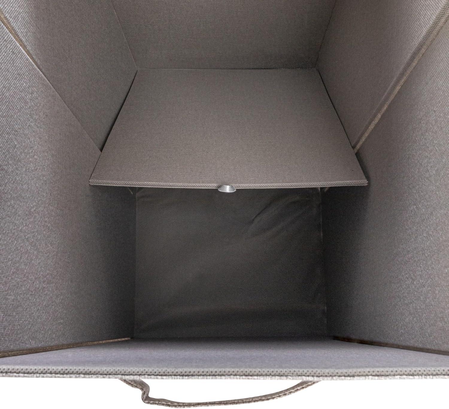 image:imageHousehold Essentials Narrow Collapsible Laundry Hamper with Liner and Lid SilverSilver