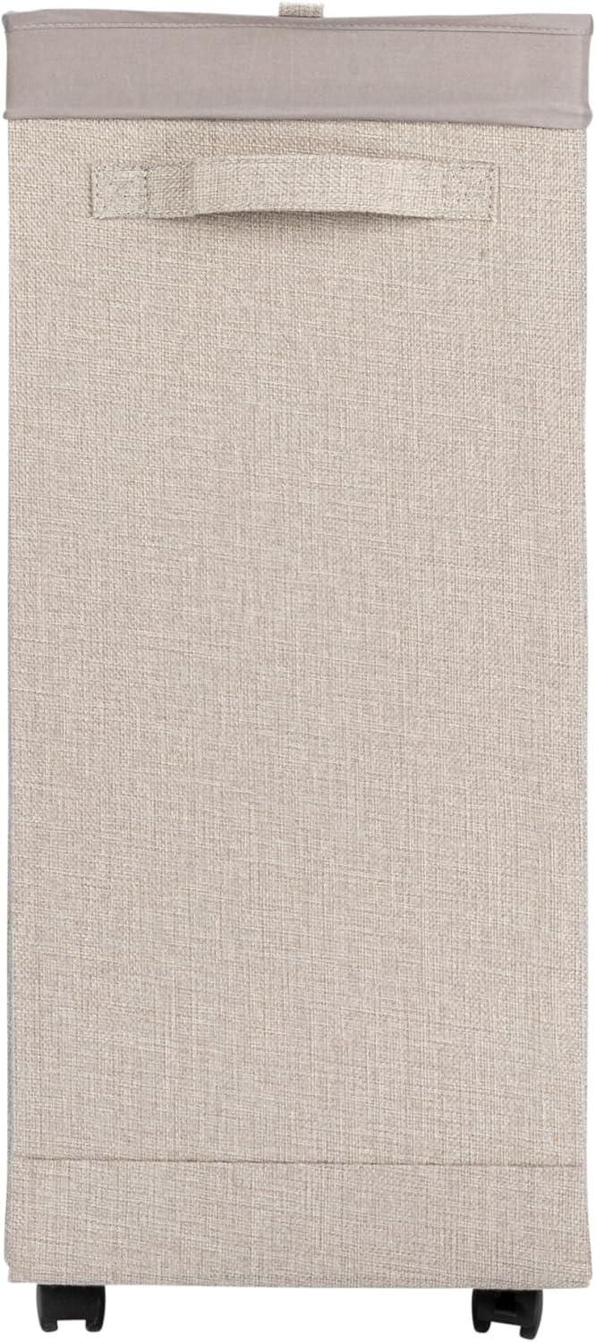 image:imageHousehold Essentials Narrow Collapsible Laundry Hamper with Liner and Lid SilverSilver