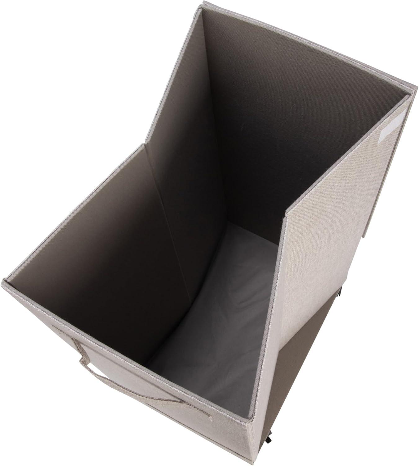 image:imageHousehold Essentials Narrow Collapsible Laundry Hamper with Liner and Lid SilverSilver