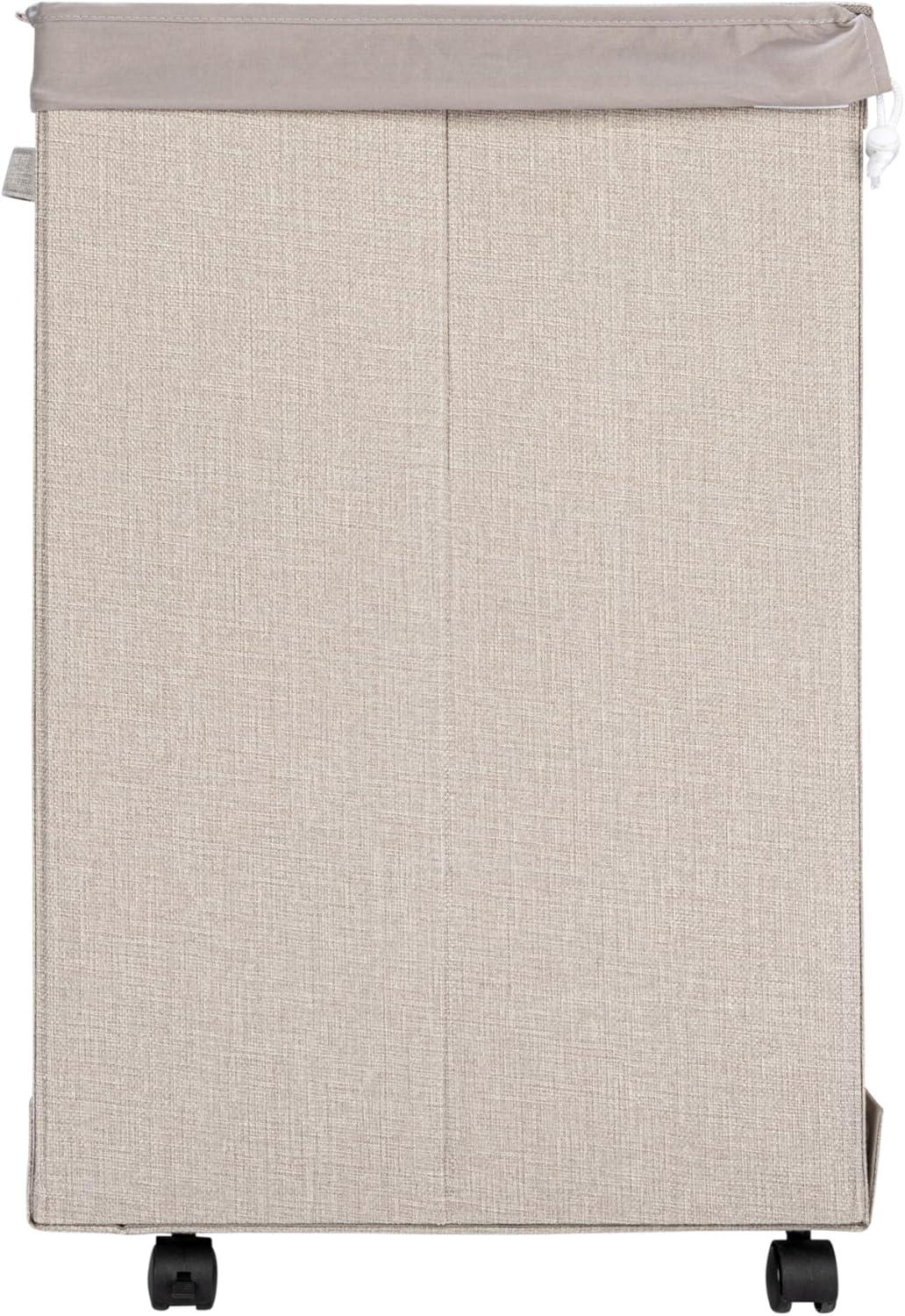 image:imageHousehold Essentials Narrow Collapsible Laundry Hamper with Liner and Lid SilverSilver
