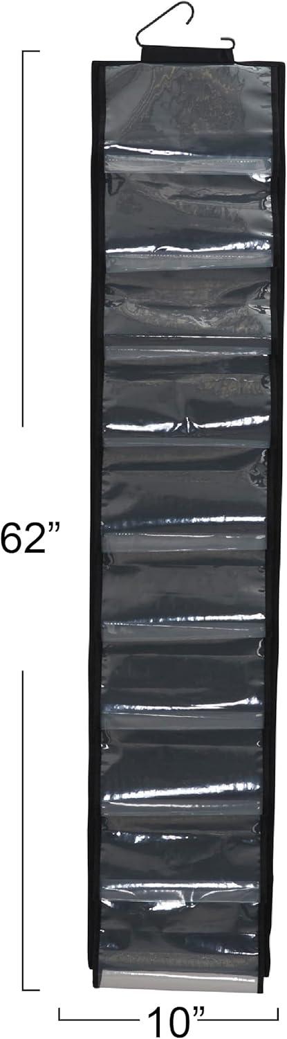 image:imageHousehold Essentials OverTheDoor Cotton Blend and Plastic Shoe Organizer with 20 Storage Pockets DenimBlack