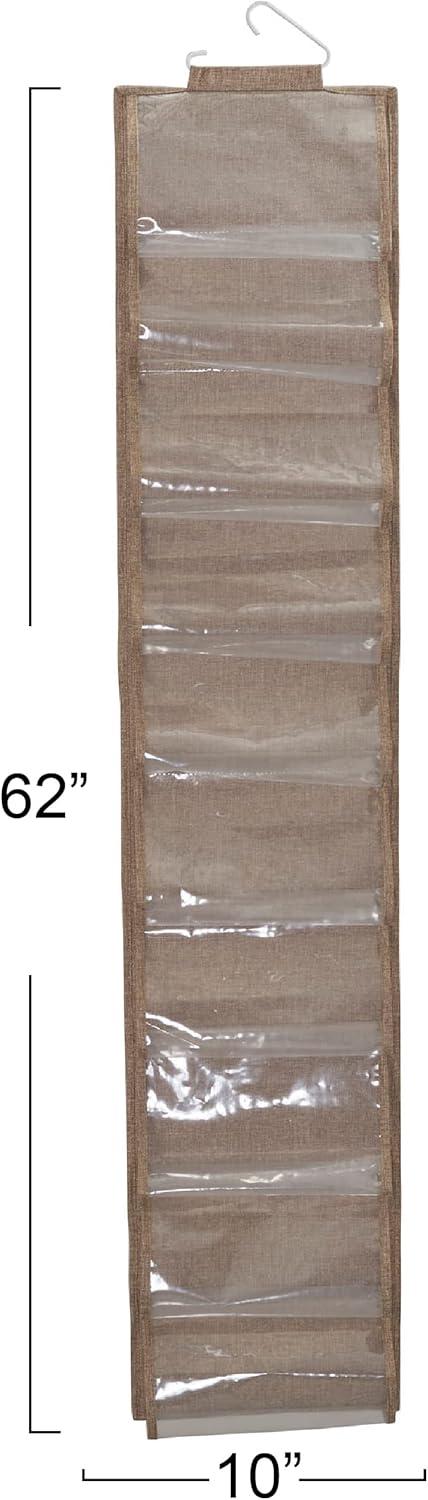 image:imageHousehold Essentials OverTheDoor Cotton Blend and Plastic Shoe Organizer with 20 Storage Pockets DenimLatte