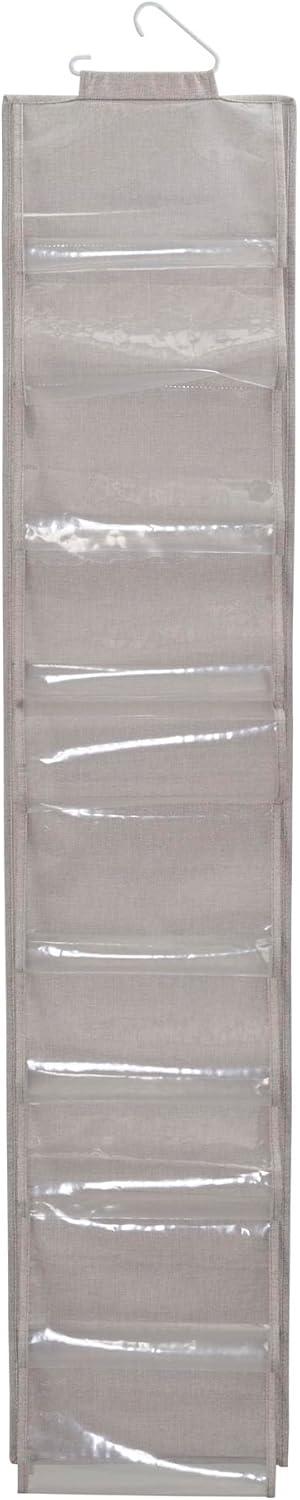 image:imageHousehold Essentials OverTheDoor Cotton Blend and Plastic Shoe Organizer with 20 Storage Pockets DenimSilver