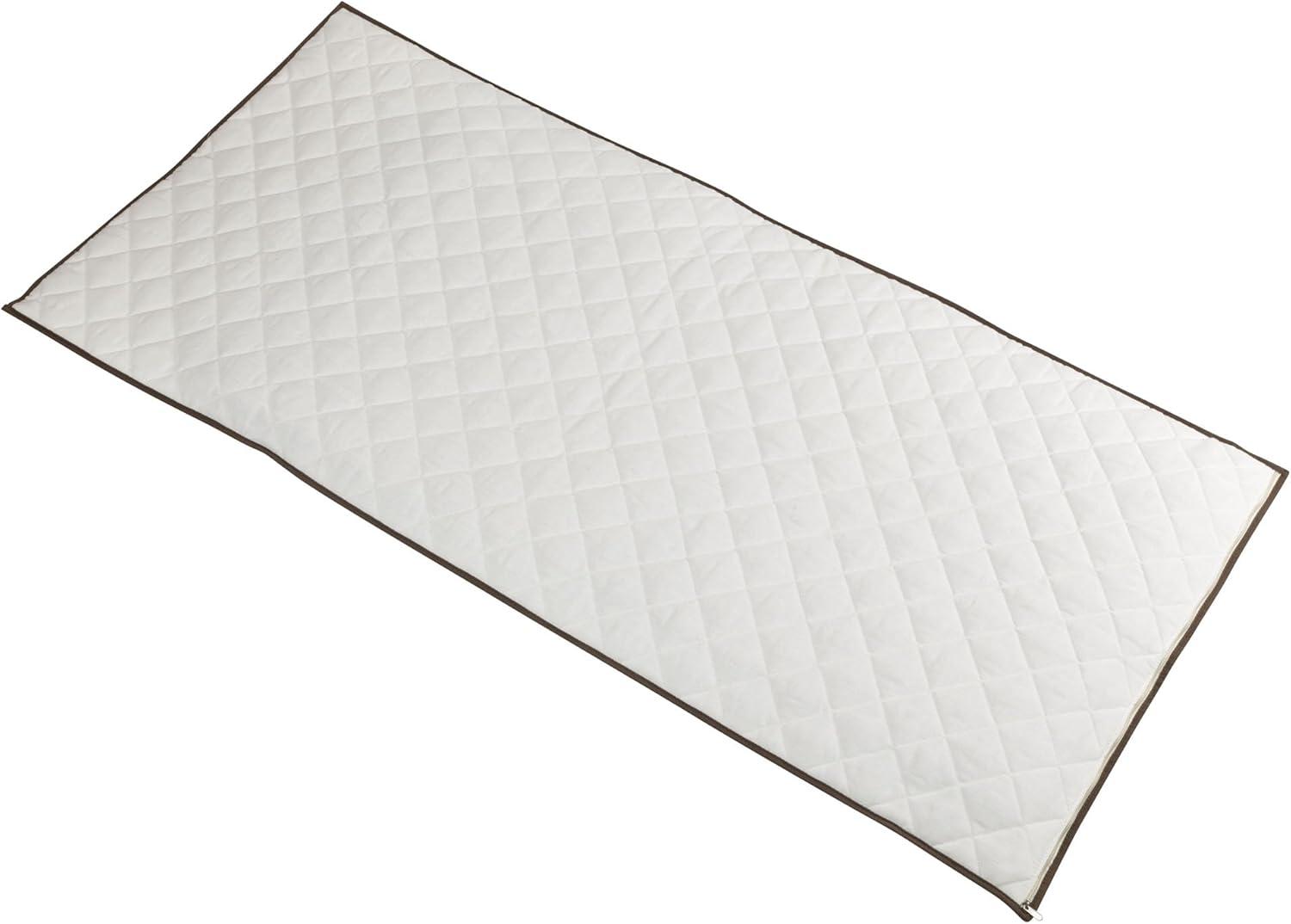 image:imageHousehold Essentials Quilted Table Leaf Storage Bag HeavyDuty PolyCotton Canvas Interior Storage Pocket Zippered Lightweight Protective Spacious Natural with Brown TrimNatural