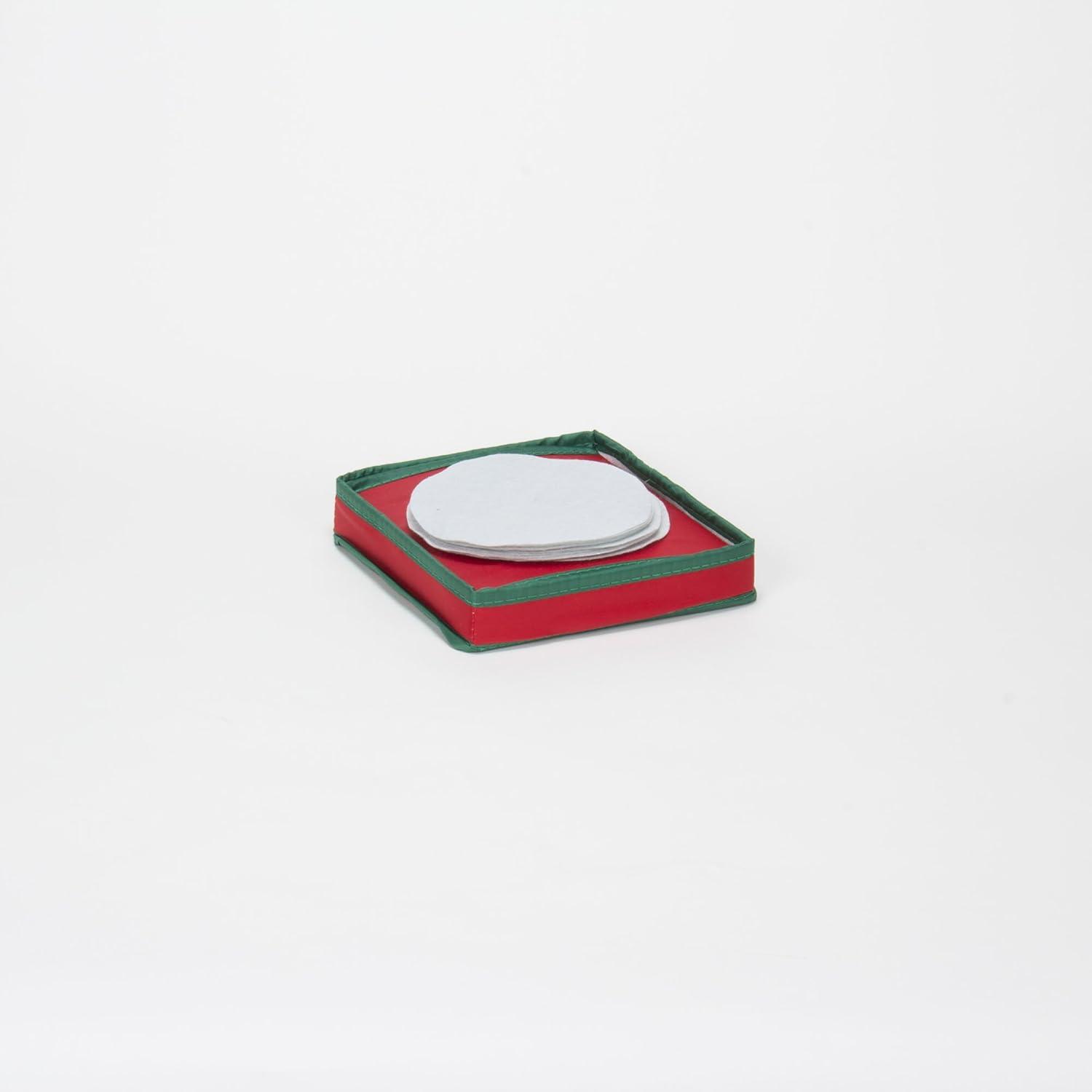 image:imageHousehold Essentials Saucer Storage Box Holds 12 Saucers with Felt Protectors Windowed Panel 2 Riveted Handles Foldable and Stackable BoxRed