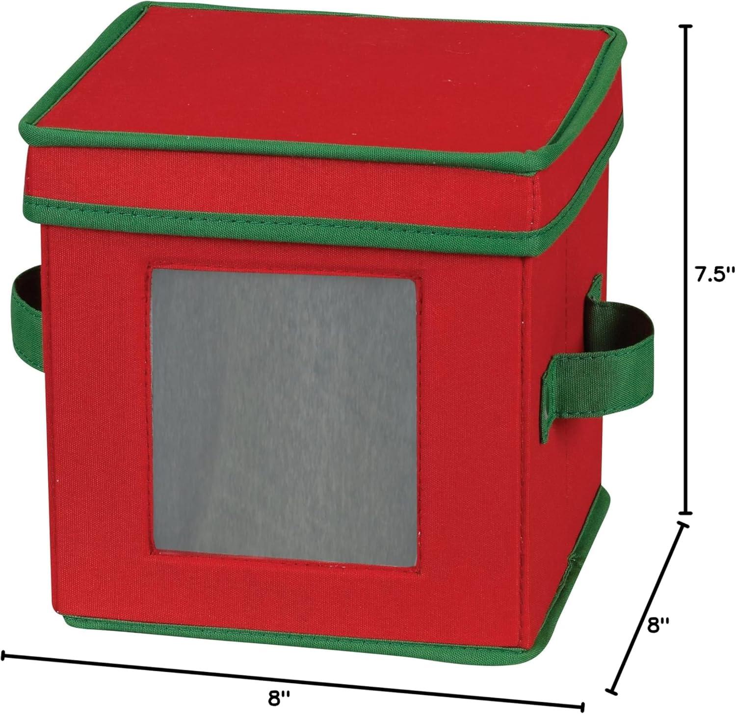 image:imageHousehold Essentials Saucer Storage Box Holds 12 Saucers with Felt Protectors Windowed Panel 2 Riveted Handles Foldable and Stackable BoxRed