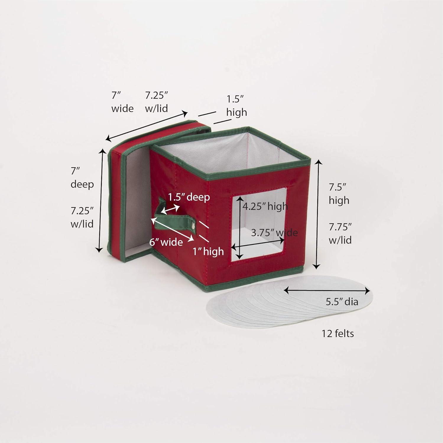 image:imageHousehold Essentials Saucer Storage Box Holds 12 Saucers with Felt Protectors Windowed Panel 2 Riveted Handles Foldable and Stackable BoxRed