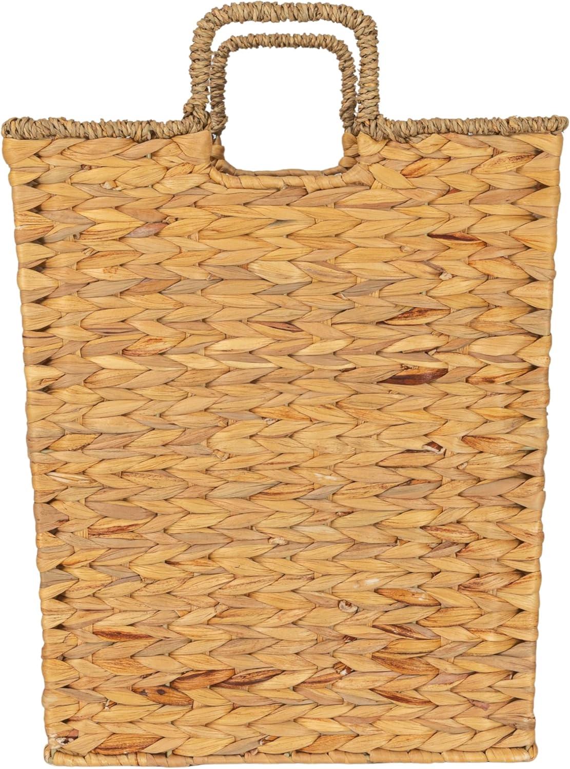 image:imageHousehold Essentials Square Handwoven Water Hyacinth and Seagrass Basket with Handles Natural