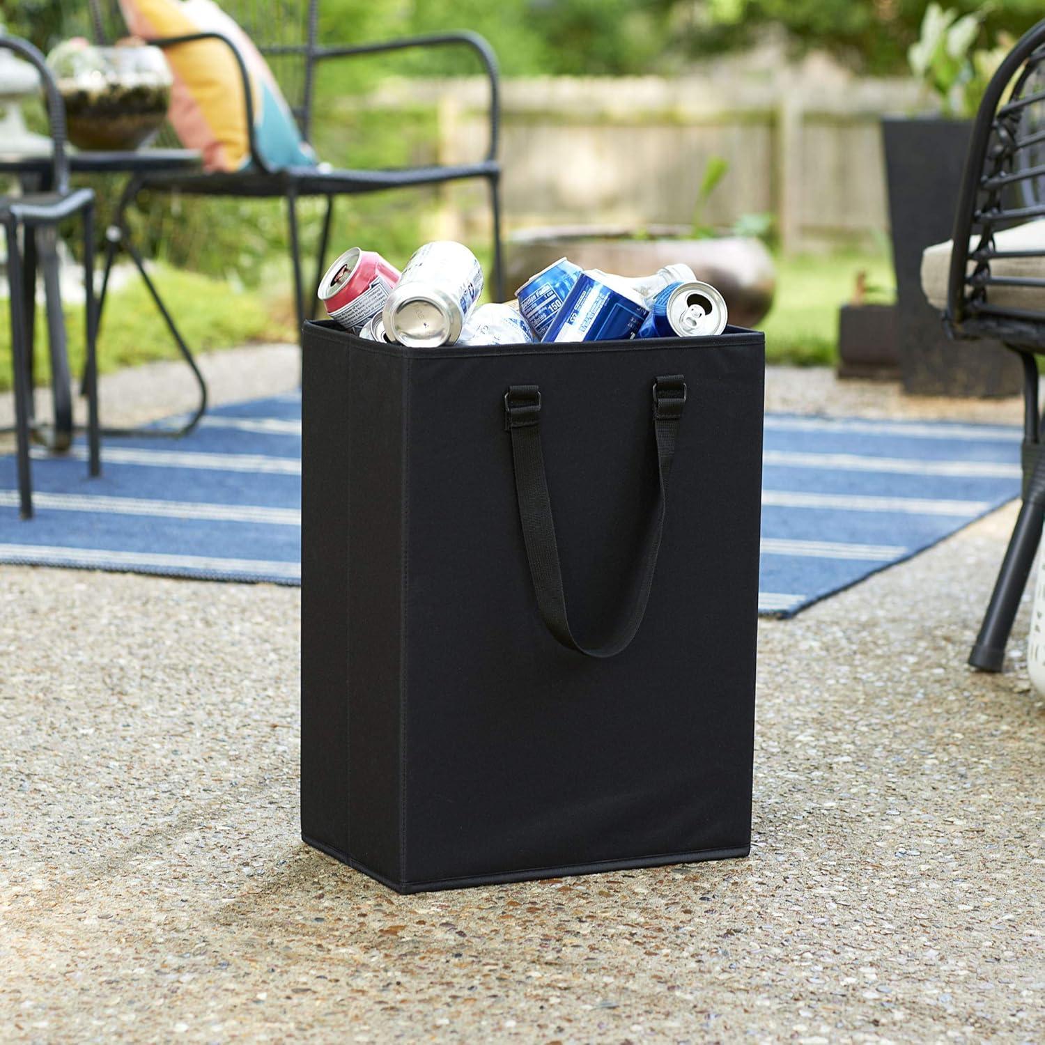 image:imageHousehold Essentials The Recycler Bag Compact Recycling Center 600D Polyester with Durable Chipboard Sides BlackRecycler