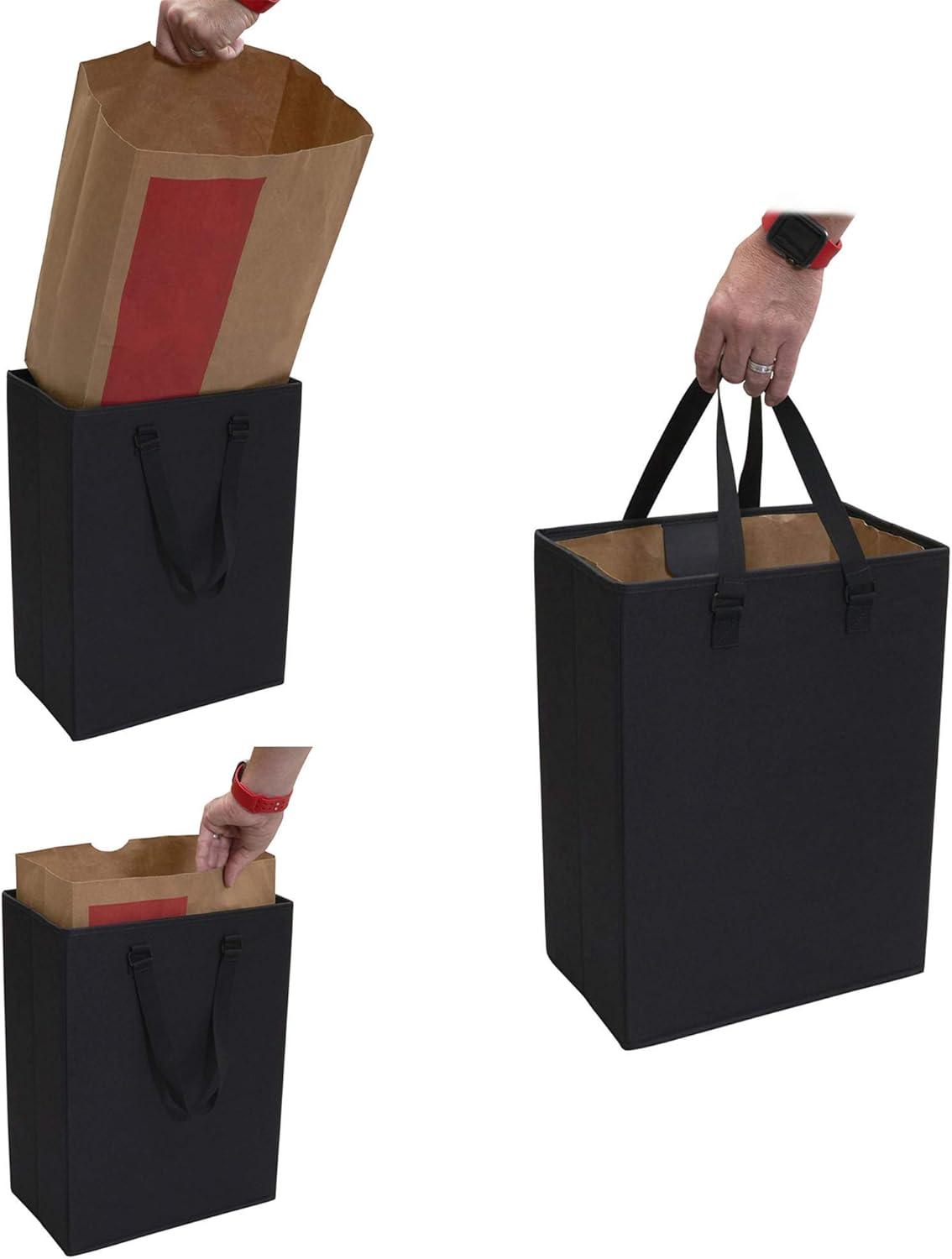 image:imageHousehold Essentials The Recycler Bag Compact Recycling Center 600D Polyester with Durable Chipboard Sides BlackRecycler