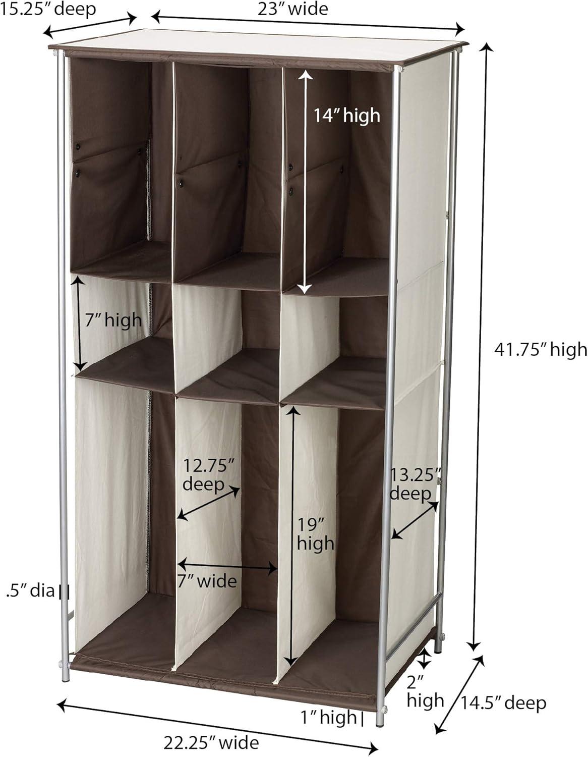 image:imageHousehold Essentials Transformer Boot Storage Rack Adjustable Cubbies Soft PolyCotton Fabric Sturdy Steel Frame Versatile and Stylish Perfect for Short Mid and Tall Boots Natural and Brown 23 Inch