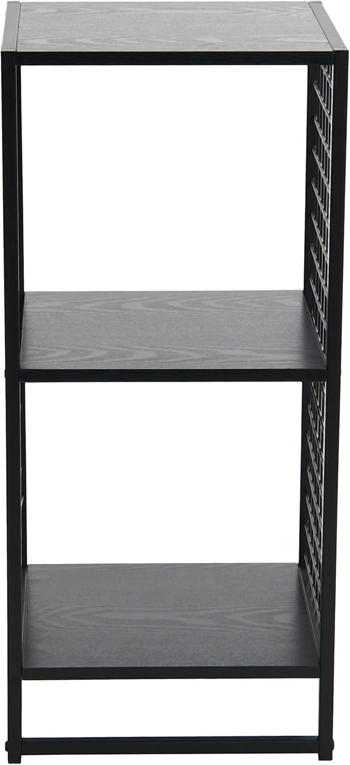image:imageHousehold Essentials Trellis Open Storage Bookshelf with 2 Cube Compartments Mid Century Walnut Wood Grain and Black MetalBlack