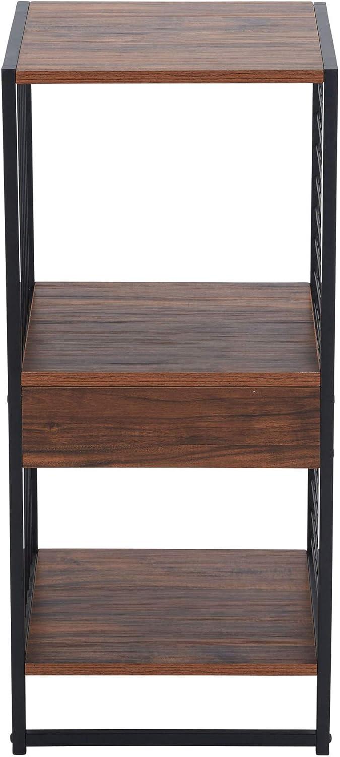 image:imageHousehold Essentials Trellis Open Storage Bookshelf with 2 Cube Compartments Mid Century Walnut Wood Grain and Black MetalHickory
