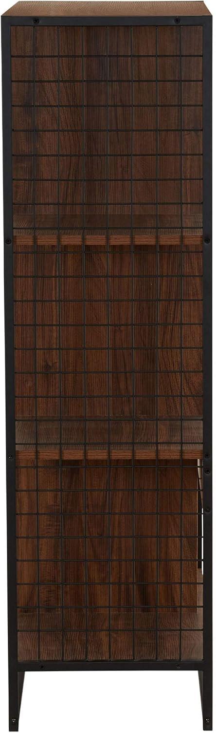 image:imageHousehold Essentials Trellis Open Storage Bookshelf with 2 Cube Compartments Mid Century Walnut Wood Grain and Black MetalHickory