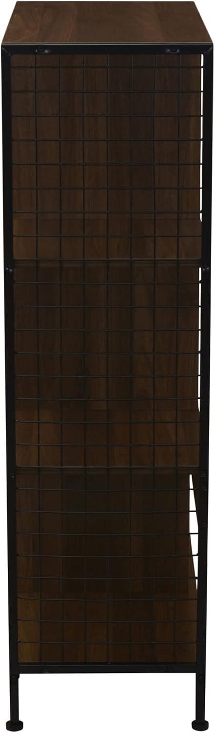 image:imageHousehold Essentials Trellis Open Storage Bookshelf with 2 Cube Compartments Mid Century Walnut Wood Grain and Black MetalWalnut