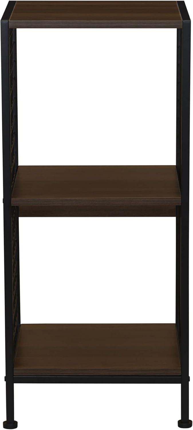 image:imageHousehold Essentials Trellis Open Storage Bookshelf with 2 Cube Compartments Mid Century Walnut Wood Grain and Black MetalWalnut