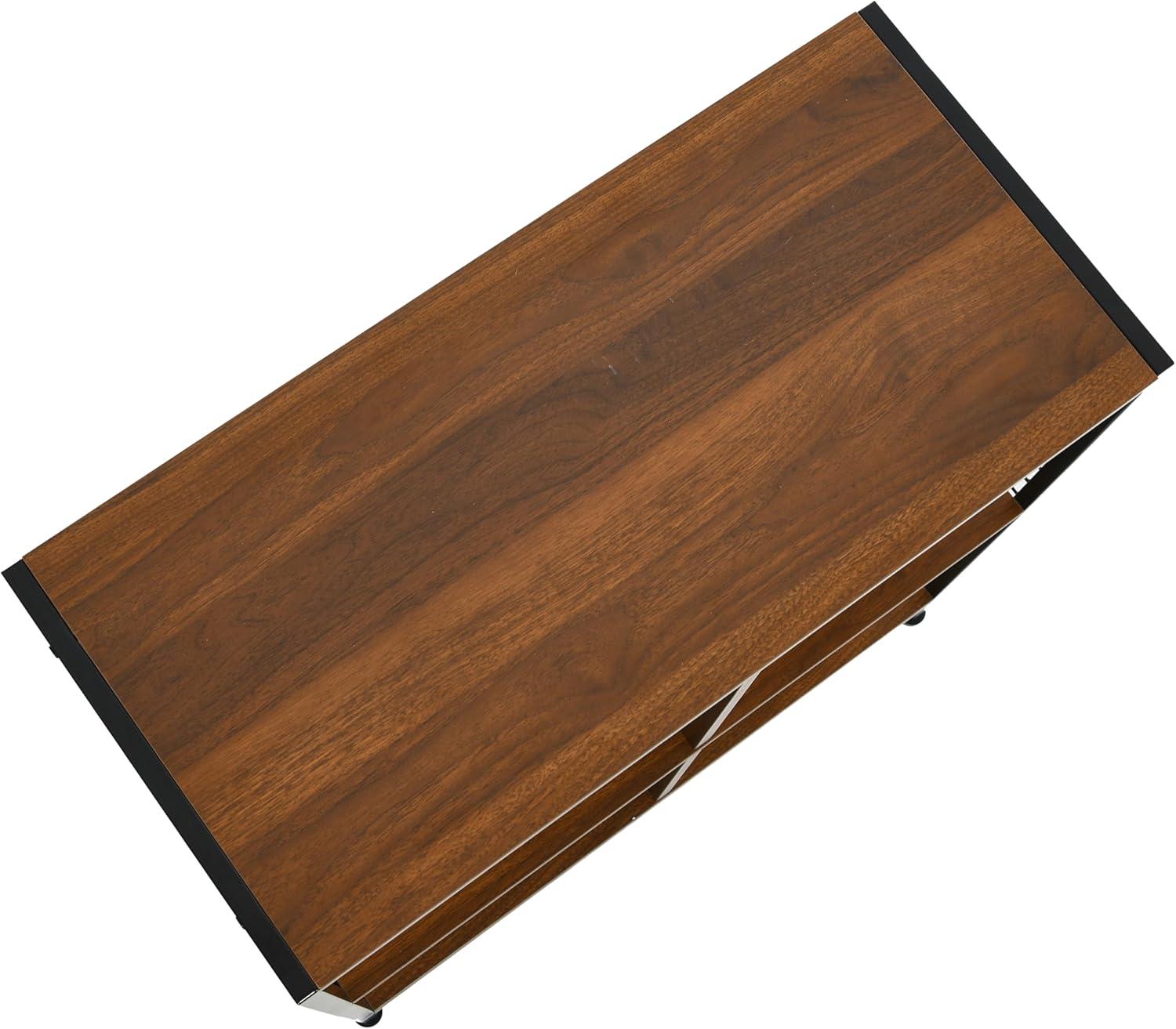 image:imageHousehold Essentials Trellis Open Storage Bookshelf with 2 Cube Compartments Mid Century Walnut Wood Grain and Black MetalWalnut