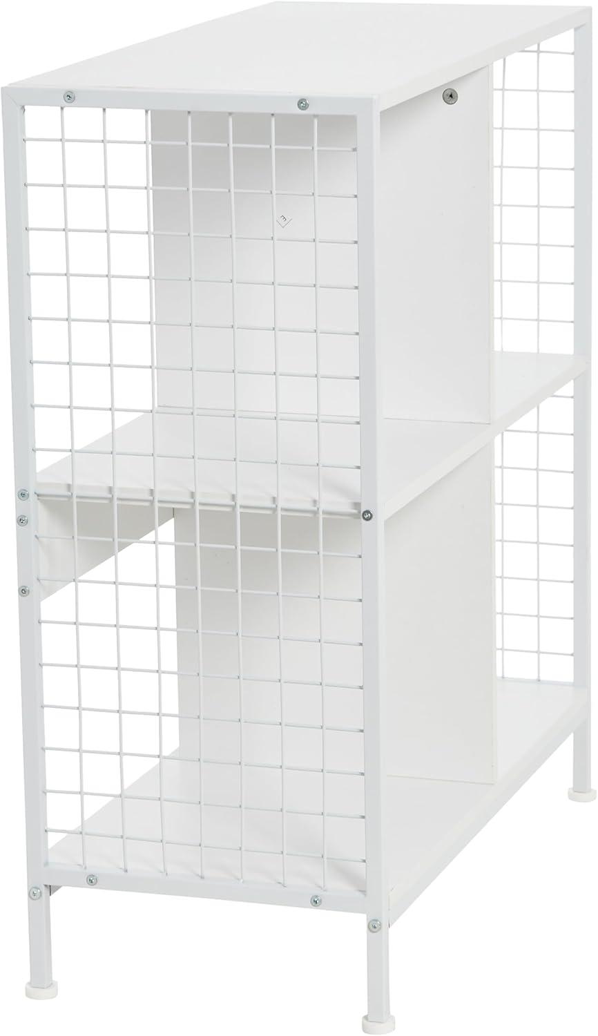 image:imageHousehold Essentials Trellis Open Storage Bookshelf with 2 Cube Compartments Mid Century Walnut Wood Grain and Black MetalWhite