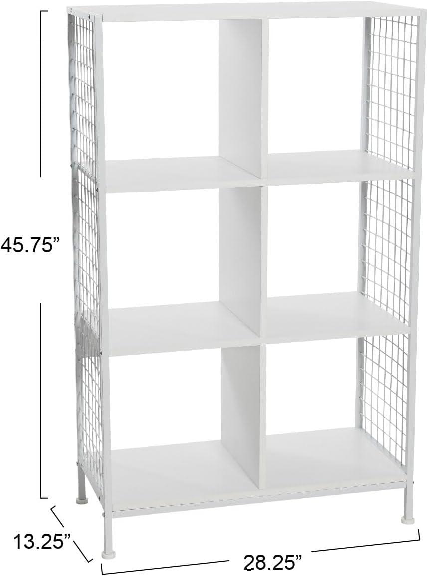 image:imageHousehold Essentials Trellis Open Storage Bookshelf with 2 Cube Compartments Mid Century Walnut Wood Grain and Black MetalWhite
