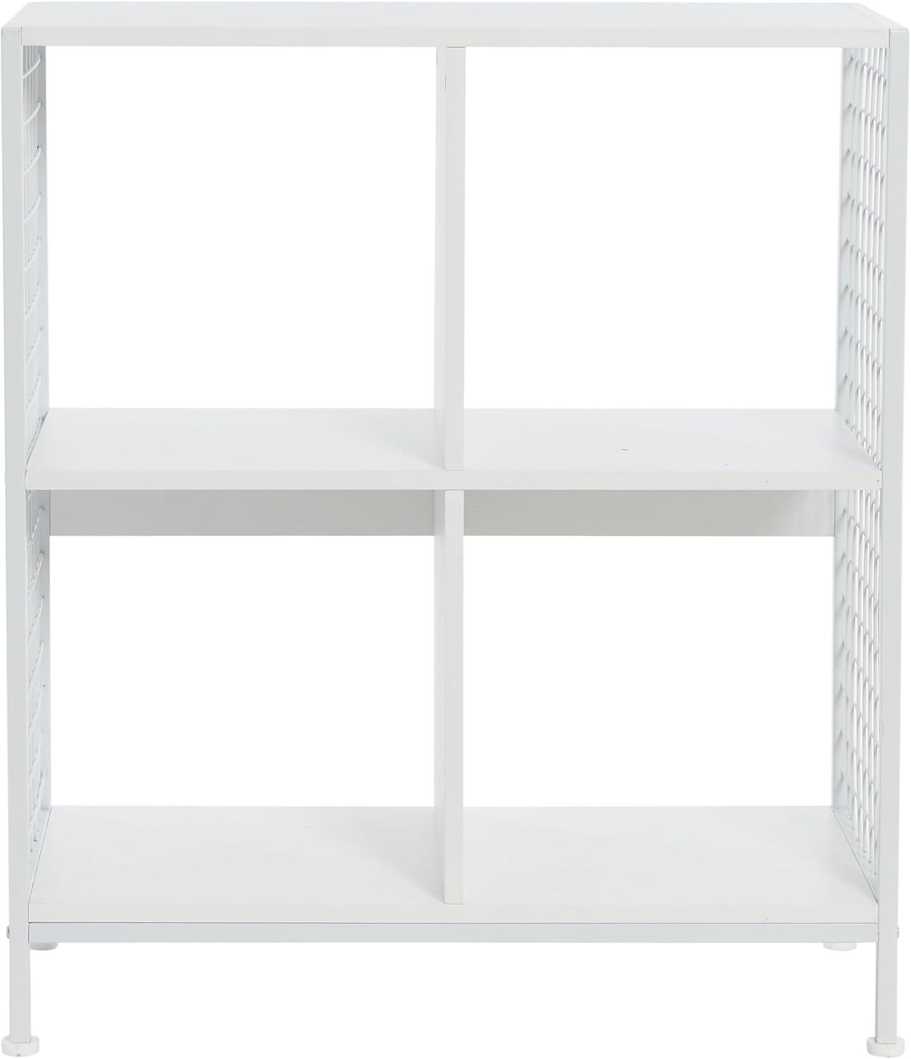 image:imageHousehold Essentials Trellis Open Storage Bookshelf with 2 Cube Compartments Mid Century Walnut Wood Grain and Black MetalWhite