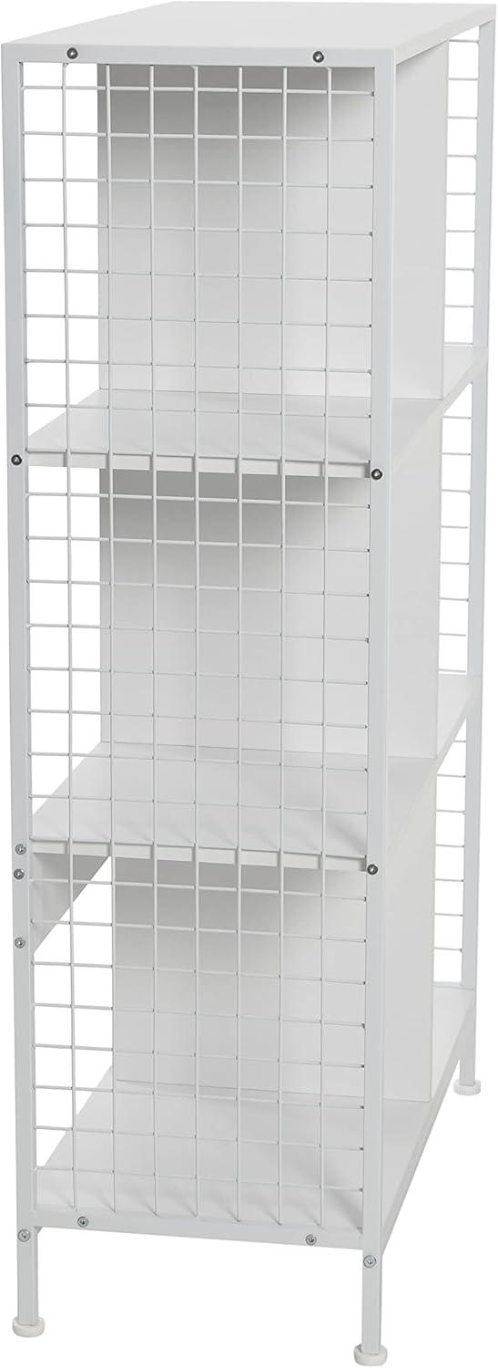 image:imageHousehold Essentials Trellis Open Storage Bookshelf with 2 Cube Compartments Mid Century Walnut Wood Grain and Black MetalWhite