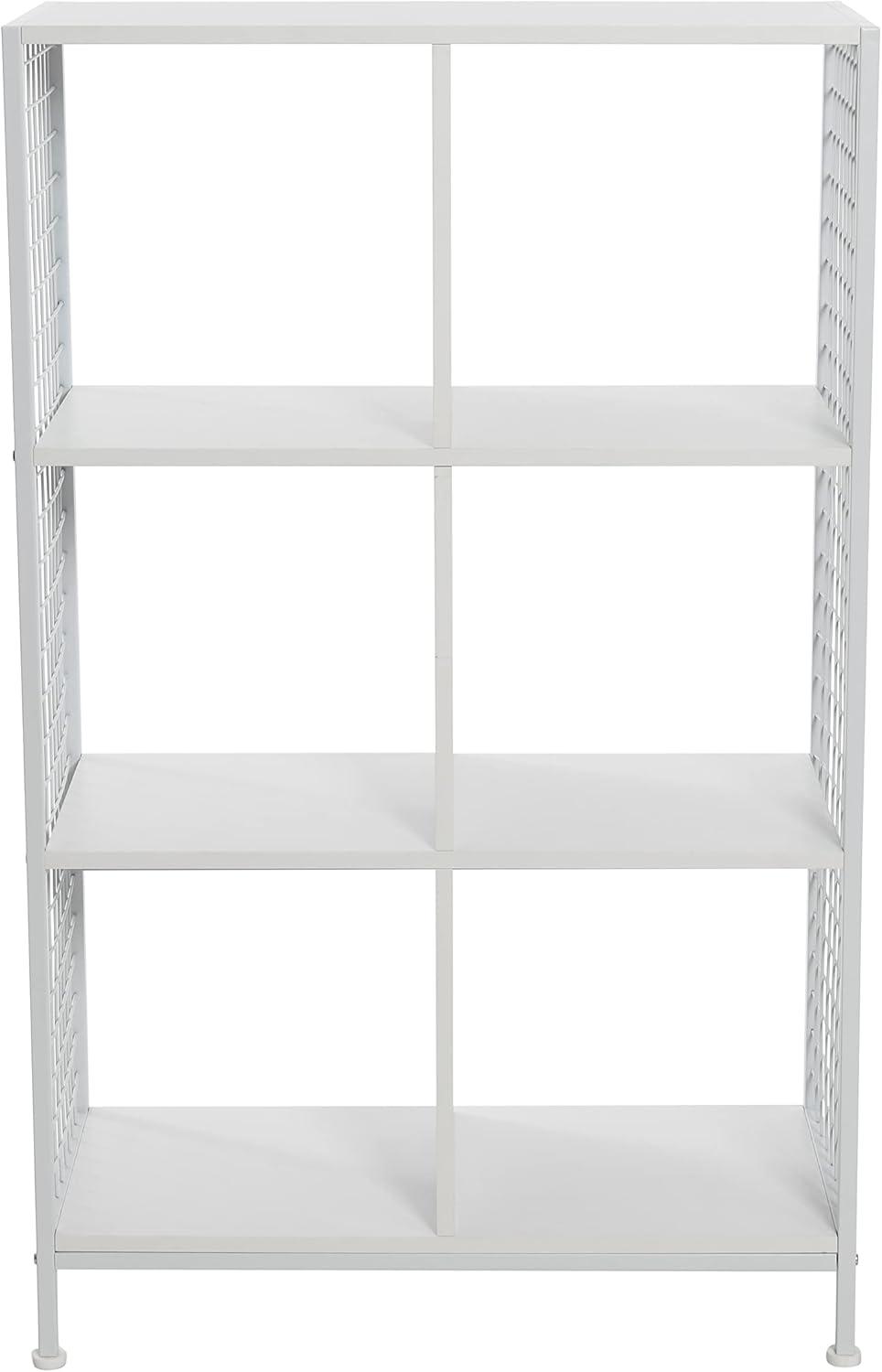 image:imageHousehold Essentials Trellis Open Storage Bookshelf with 2 Cube Compartments Mid Century Walnut Wood Grain and Black MetalWhite
