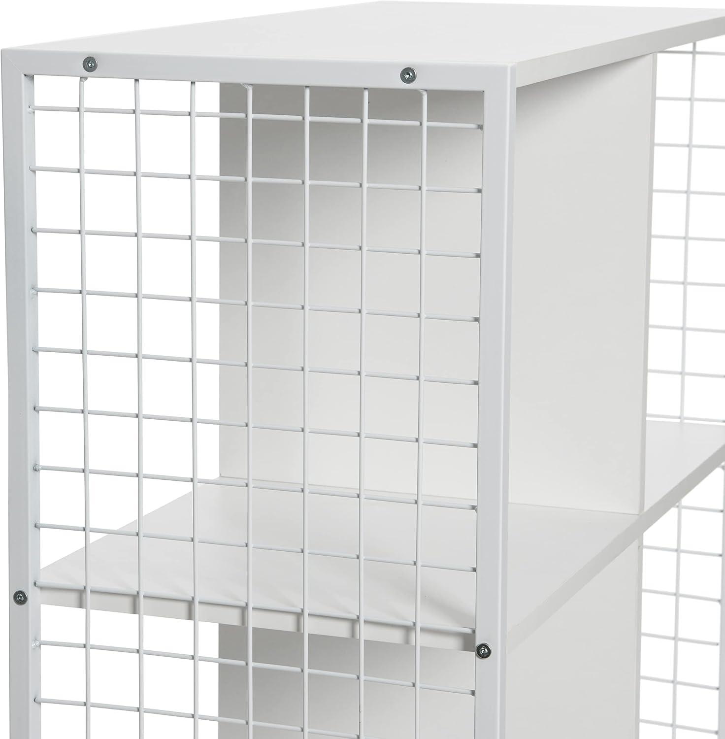 image:imageHousehold Essentials Trellis Open Storage Bookshelf with 2 Cube Compartments Mid Century Walnut Wood Grain and Black MetalWhite