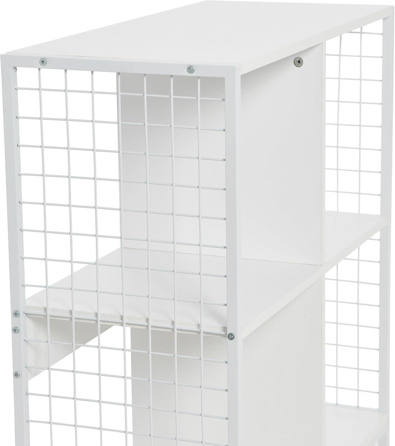 image:imageHousehold Essentials Trellis Open Storage Bookshelf with 2 Cube Compartments Mid Century Walnut Wood Grain and Black MetalWhite