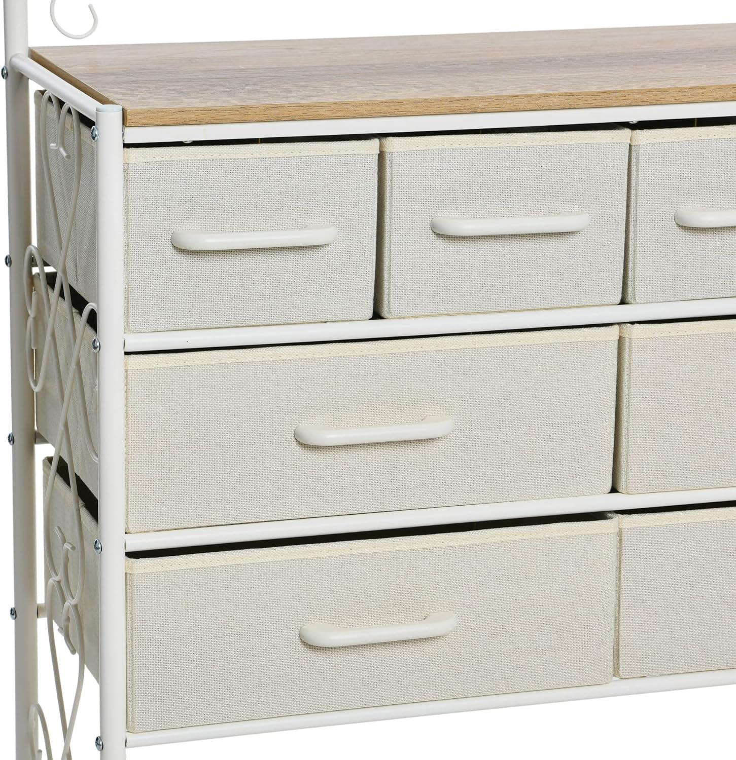 image:imageHousehold Essentials Victorian Style 8Drawer Tower Storage Organizer Unit MulticolorCoastal Oak