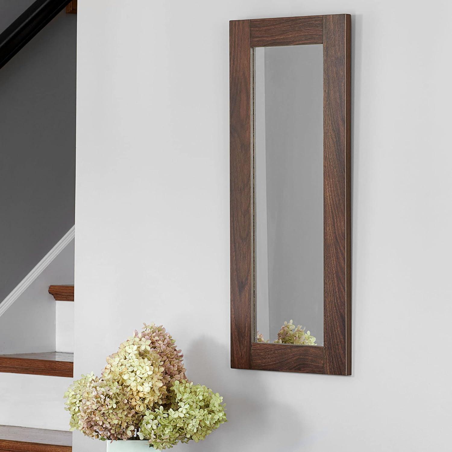 image:imageHousehold Essentials Walnut Rectangle Mirror Wall DcorMid Century Walnut