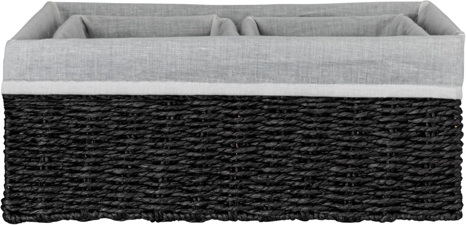 image:imageHousehold Essentials Wicker Basket Set 3 Pieces 1 Large and 2 Small Water Hyacinth Baskets for Storage and OrganizationPaper Rope