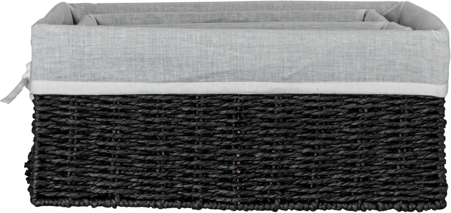 image:imageHousehold Essentials Wicker Basket Set 3 Pieces 1 Large and 2 Small Water Hyacinth Baskets for Storage and OrganizationPaper Rope